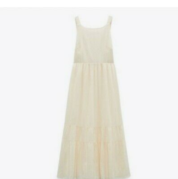 Zara Cream Maxi Midi Dress Flowy Rustic Boho BNWT - Picture 7 of 9